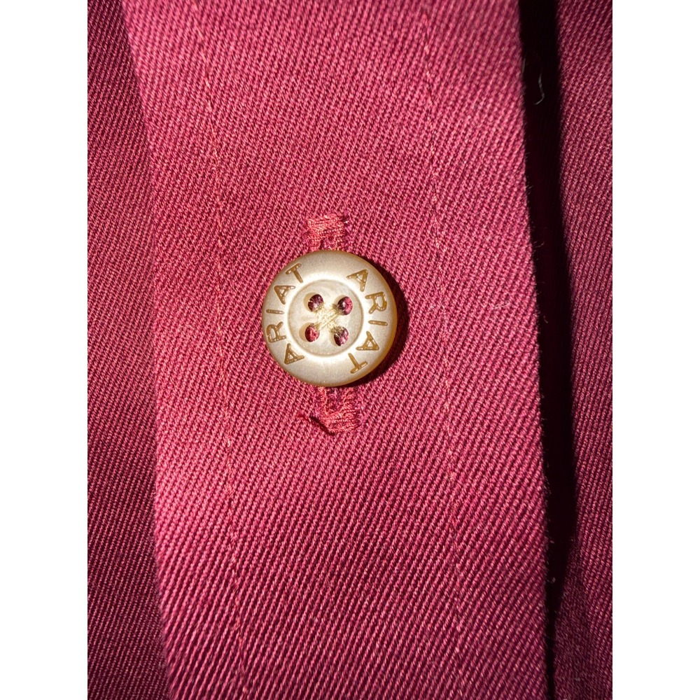Ariat Boys XL 18 Burgundy Long Sleeve Western Button Shirt Embroidered Logo - Picture 6 of 11
